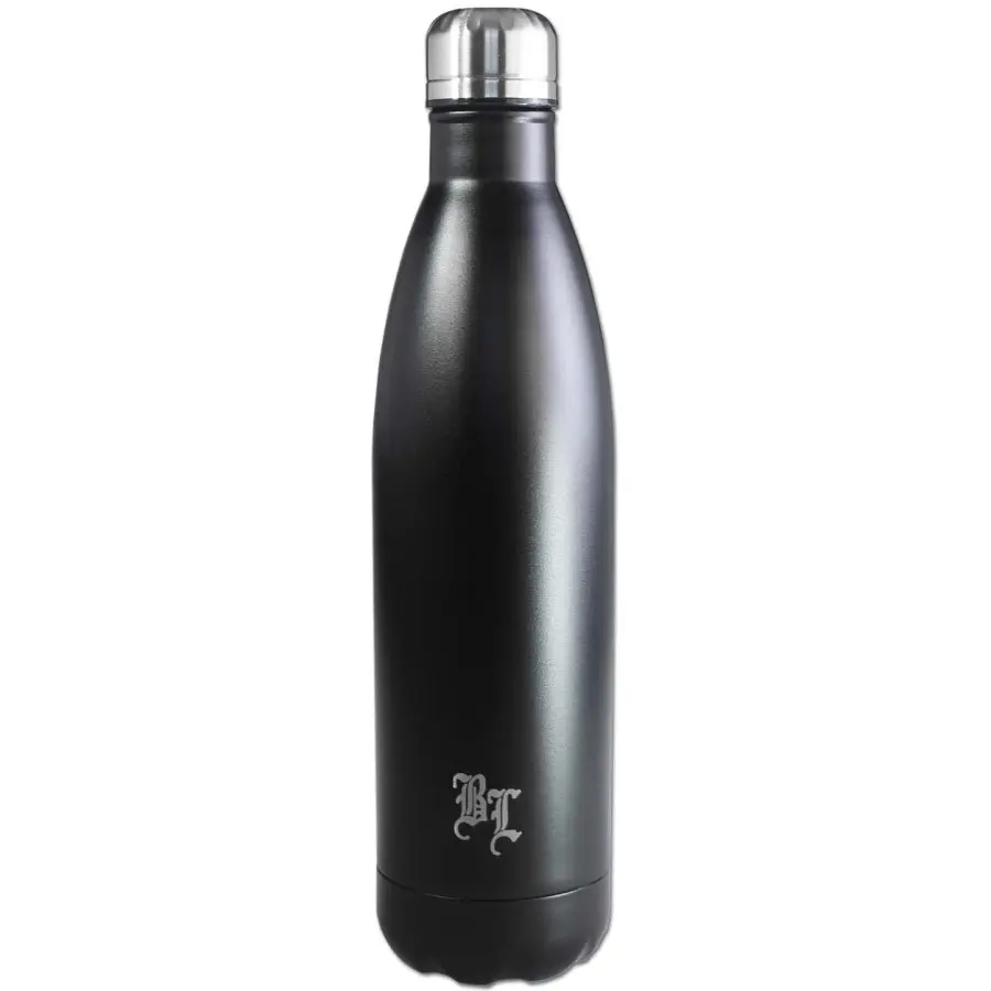 BORRACCIA IN ACCIAIO INOX NERA CON NASCONDIGLIO BLACK LEAF